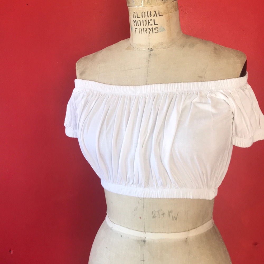 Off the shoulder Asos crop top.